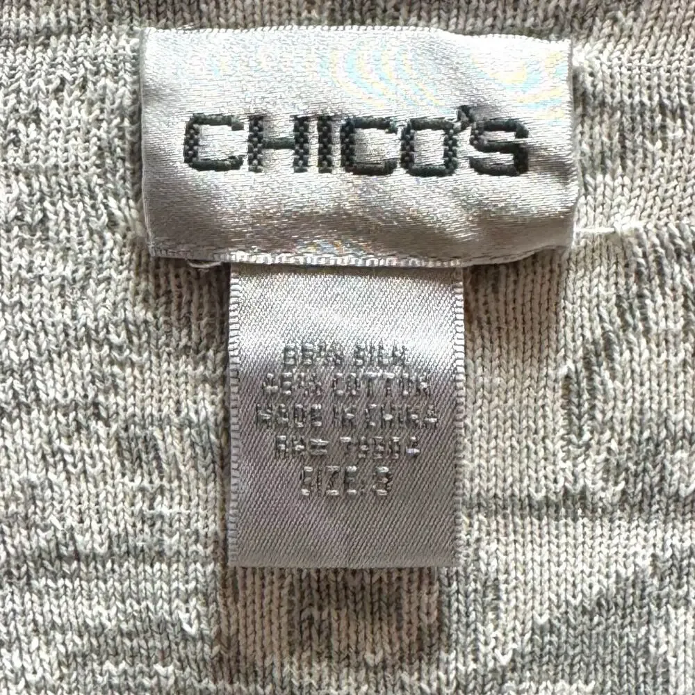 Chico's Silk Cotton Full Zip Hoodie Gray Black 3 / XL